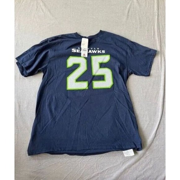 Seattle Seahawks Sherman Shirt Adult L Blue Short Sleeve Pullover Logo Tee Mens. - Picture 1 of 8